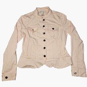 White House Black Market Denim Peplum Jacket size 0